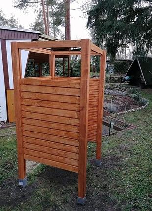 Летний душ из натурального дерева, сосна,forest shower коричневого цвета 100 см*200см*100 см лдд082