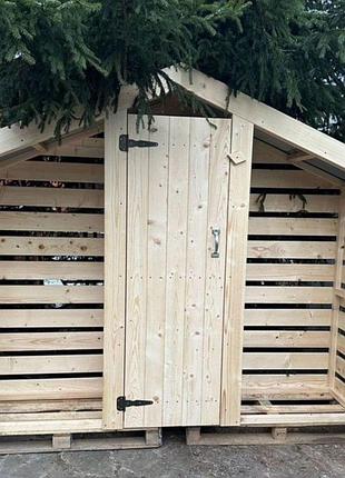 Дровник “firewood loft”,сосна, из натурального дерева 300см*200 см*60см днд091