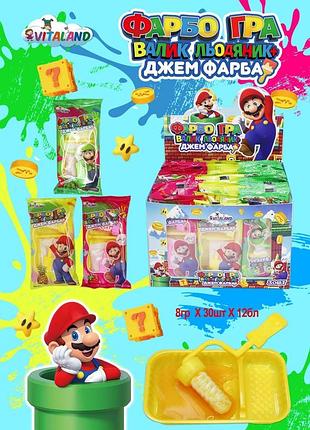 Super mario фарбо гра валик льодяник + джем фарба (льодяник валик + лоток + джем) 30шт