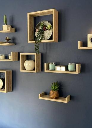 Модульні полички 9 шт з натурального дерева (сосна) forestline shelving ,покриті масло-воском пндд 051