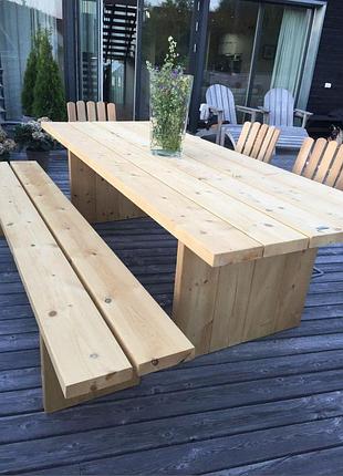 Комплект садових меблів з натурального дерева oak garden premium , стіл та лавка ,покриті масло воском ксмд 068