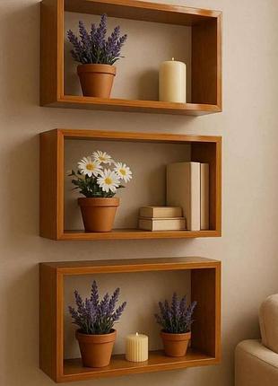 Модульні полички 3 шт з натурального дерева (сосна) solidwood modular shelf ,покриті масло-воском пндд 052