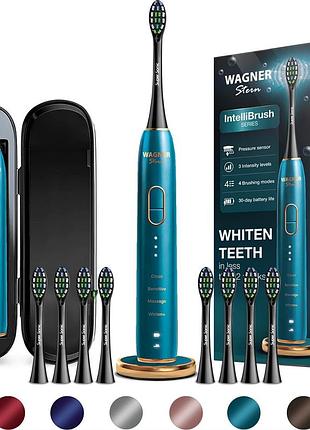 Уцінка! електрична зубна щітка wagner stern intellibrush series, 4 режими чищення, 3 рівні інтенсивності, датчик тиску, 7 насадок