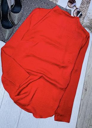 Сатинова блуза h&m s oversize подовжена блуза вільного крою асиметрична блуза червона