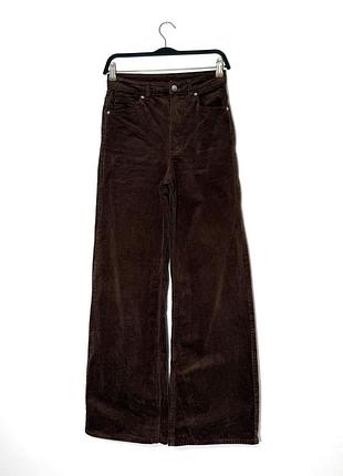 Коричневі вельветові джинси h&m wide leg