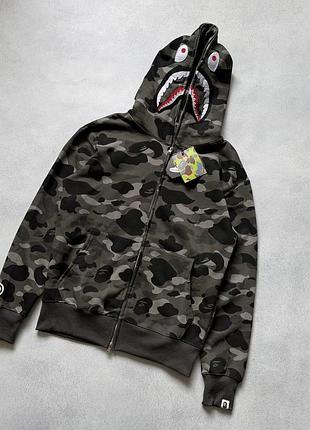 Зип-худи bape a bathing ape shark full zip camo / худи бап аппе шарк камуфляж