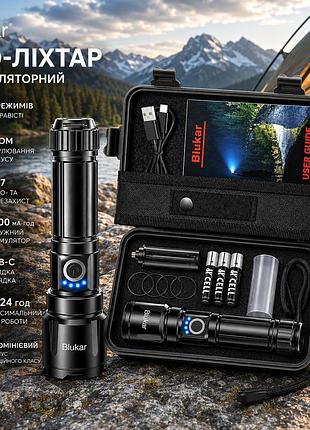 Аккумуляторный led-фонарь blukar 5000 ма·ч, ip67, usb-c, 5 режимов, zoom, до 24 ч, алюминиевый