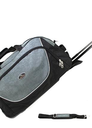 Сумка дорожная на колесах wallaby 10428 черная с серым