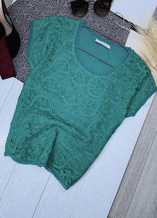 Зелена блуза mango xs ажурна блуза з суцільнокроєним рукавом мереживна блуза
