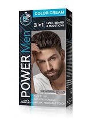 Power men стійка фарба для чоловіків 3 в1 для волосся бороди та вусів коричнева 04 60 г