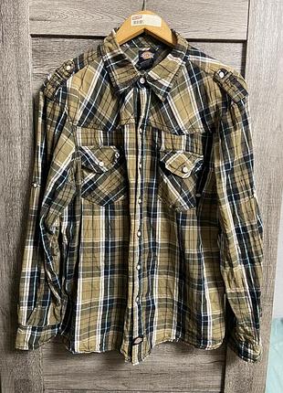 Сорочка dickies vintage western pearl snap чоловіча в клітинку