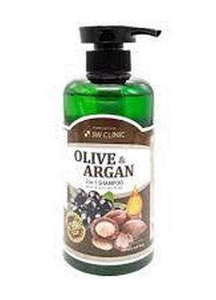 3w clinic olive & argan 2in1 shampoo шампунь для волосся відновлювальний з маслом аргани і оливи 500 мл. 1500
