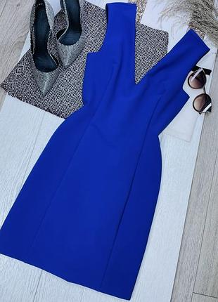 Святкова сукня zara xs синя сукня футляр коротке плаття зара плаття з глибоким вирізом по фігурі