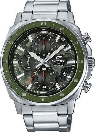 Мужские часы casio edifice efv-600d-3c стальной корпус водозащита 100 м зелёный циферблат