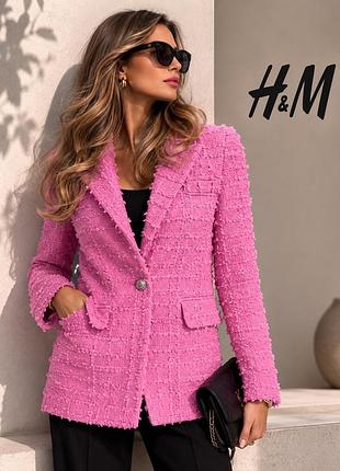 H&m твідовий рожевий жакет
