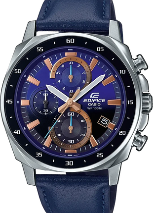 Мужские часы casio edifice efv-600l-2a стальной корпус водозащита 100 м синий циферблат