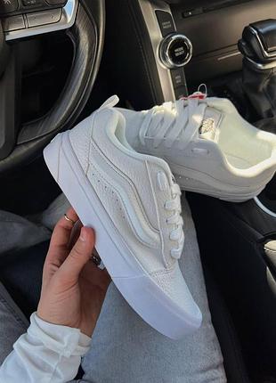 Женские белые кеды vans knu skool total white х ванс 40
