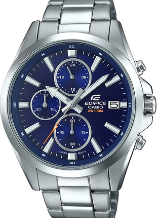 Мужские часы casio edifice efv-560d-2a стальной корпус водозащита 100 м синий циферблат