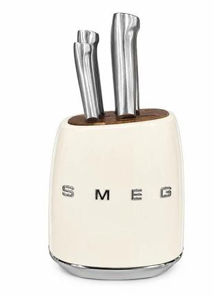 Набор кухонных ножей на подставке smeg, 7 предметов - кремовый