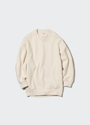 Світшот uniqlo молочний, оверсайз, рукав «летюча миша», розмір m