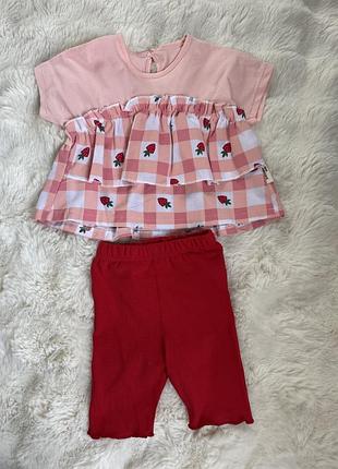Яскравий літній костюмчик з полуничками від vovido kids, р. 68-74 (6-9 міс.)