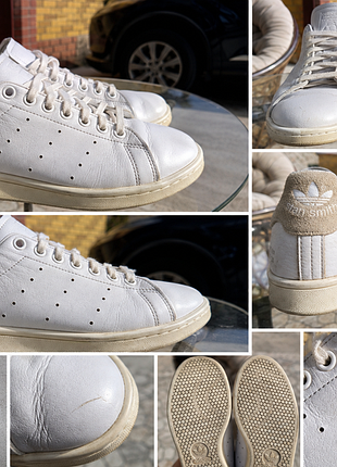 Adidas stan smith кожаные кроссовки белые eu 40 2/3 - большая скидка 400 грн