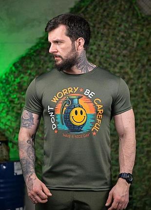 Тактическая потоотводящая футболка don’t worry oliva пп7617