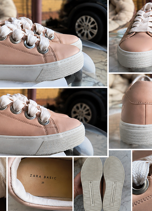 Женские кеды zara basic collection пудрово-розовые, размер 38