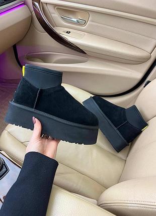 Женские черные ботинки ugg classic mini dipper boots low black х диппер 36