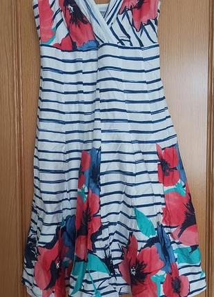 Літня біла сукня marks & spencer / per una з квітами та смужками