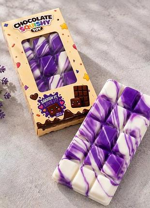 Игрушка-сквиш «шоколадка» антистресс, фиолетово-белая, 14,5×7 см