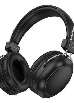 Блютуз стерео гарнитура borofone bo33 монолитная с интерфейсом bluetooth и aux черный