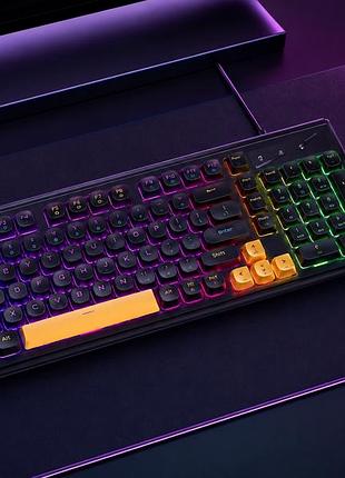 Комплект клавиатура и мышь twolf tf330 rgb led подсветка мембранные клавиши usb черный