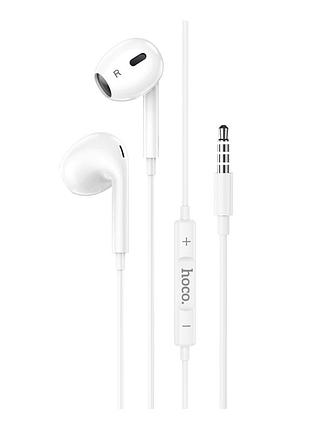 Наушники hoco m101 max проводные с микрофоном и пультом управления для смартфонов белые