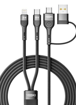Кабель usb yoki universe yk-un91 4 в 1 для смартфонів і ноутбуків 100 w з надійними конекторами 1.2m чорний