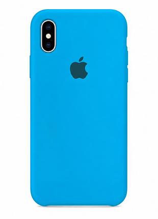 Чехол силиконовый silicone case full size для iphone xs max с микрофиброй внутри защитный 16.blue mc-10469