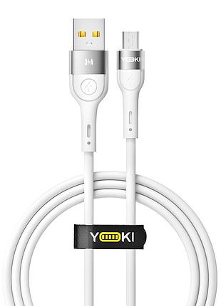 Кабель usb yoki extra yk-ex11 micro 3a 1.2m с защитой от изломов быстрая зарядка белый