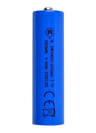 Акб 18650 pointed li-ion 1800 mah с выпуклым плюсовым контактом для совместимых устройств синий
