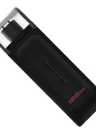 Usb flash drive 3.2 kingston dt 70 128gb type-c черный с защитой разъема и компактный дизайн