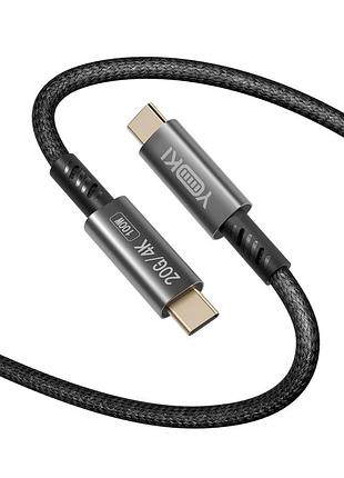 Кабель usb yoki po73 power pro type-c to type-c 100 w 2 m для швидкого заряджання та передавання даних до 20gbps чорний