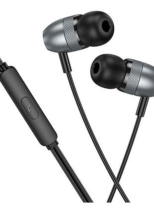 Вакуумні навушники borofone bm95 type-c hi-fi звук із мікрофоном і ергономічними амбушурами чорно-сірі