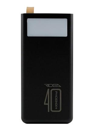 Power bank ridea rp-d40l+ phoenix40+ 40000 mah с led дисплеем и фонарем черный