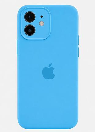 Чохол силіконовий silicone case full size з мікрофіброю для iphone 12 захист від пошкоджень 24.azure mc-10630