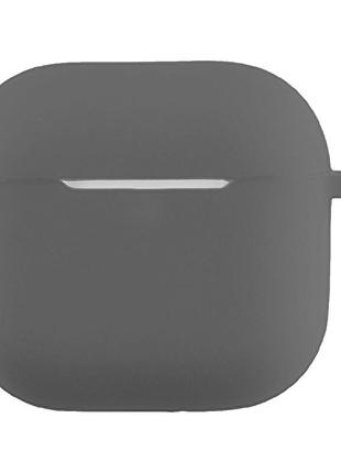 Чохол силіконовий silicone case з карабіном для airpods 4 захисний з еластичністю темно-сірий mc-10362