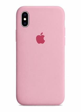 Чохол силіконовий silicone case full size для iphone xs max з мікрофіброю всередині матовий 06.light pink mc-10431