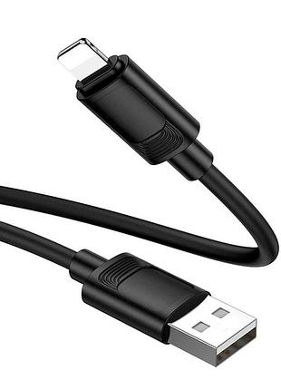 Кабель usb hoco x122 lightning 2.4a силиконовый черный 1 м для зарядки и передачи данных