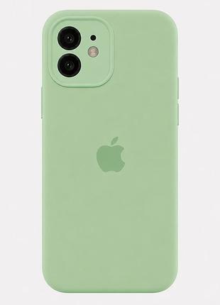 Чехол силиконовый silicone case full size с микрофиброй для iphone 12 защита от повреждений 01.mint mc-10634