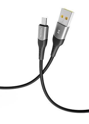 Кабель usb ridea rc-us42 ultrastrong microusb 3 a 1.2 м плетений із захистом від зламів чорний