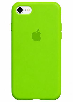 Чохол силіконовий silicone case full size для iphone 7 8 se2 з мікрофіброю всередині захисний зелений shiny green. mc-10451