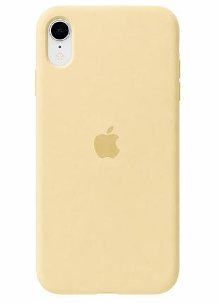 Чехол силиконовый silicone case full size для iphone xr с микрофиброй внутри противоударный кремовый жёлтый mc-10513